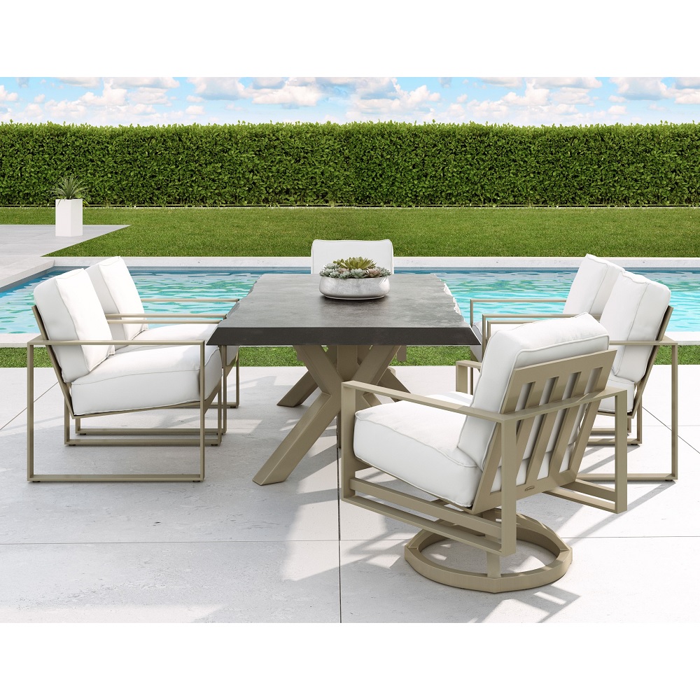 Castelle Park Place Cushion Outdoor Dining Set with Live Edge Table - CS-PARKPLACE-SET2