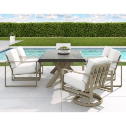Castelle Park Place Cushion Outdoor Dining Set with Live Edge Table - CS-PARKPLACE-SET2