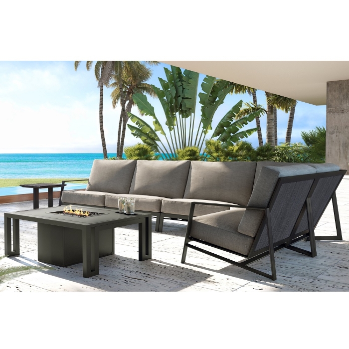Prism aluminum ottoman with deep seating cushion