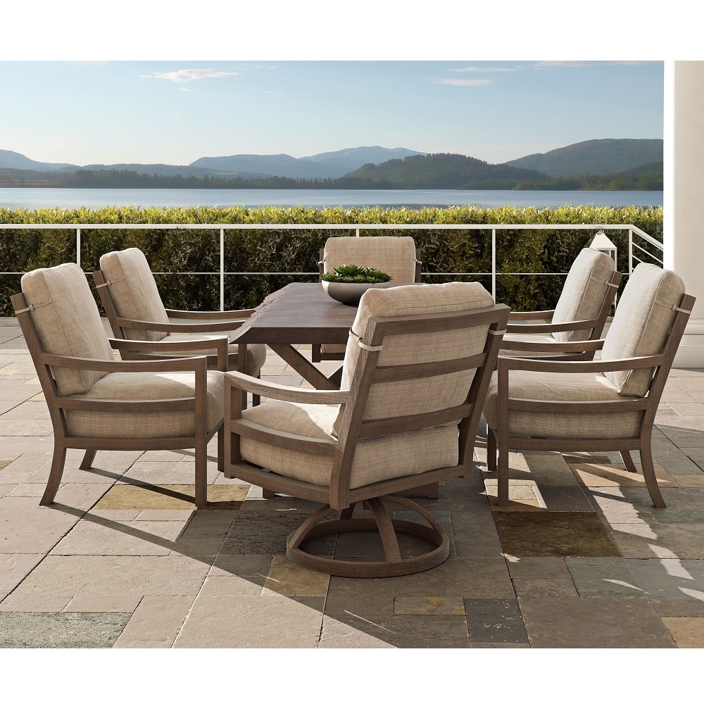 Roma Cushioned Swivel Rocker Dining Chair | Castelle at ForPatio.com