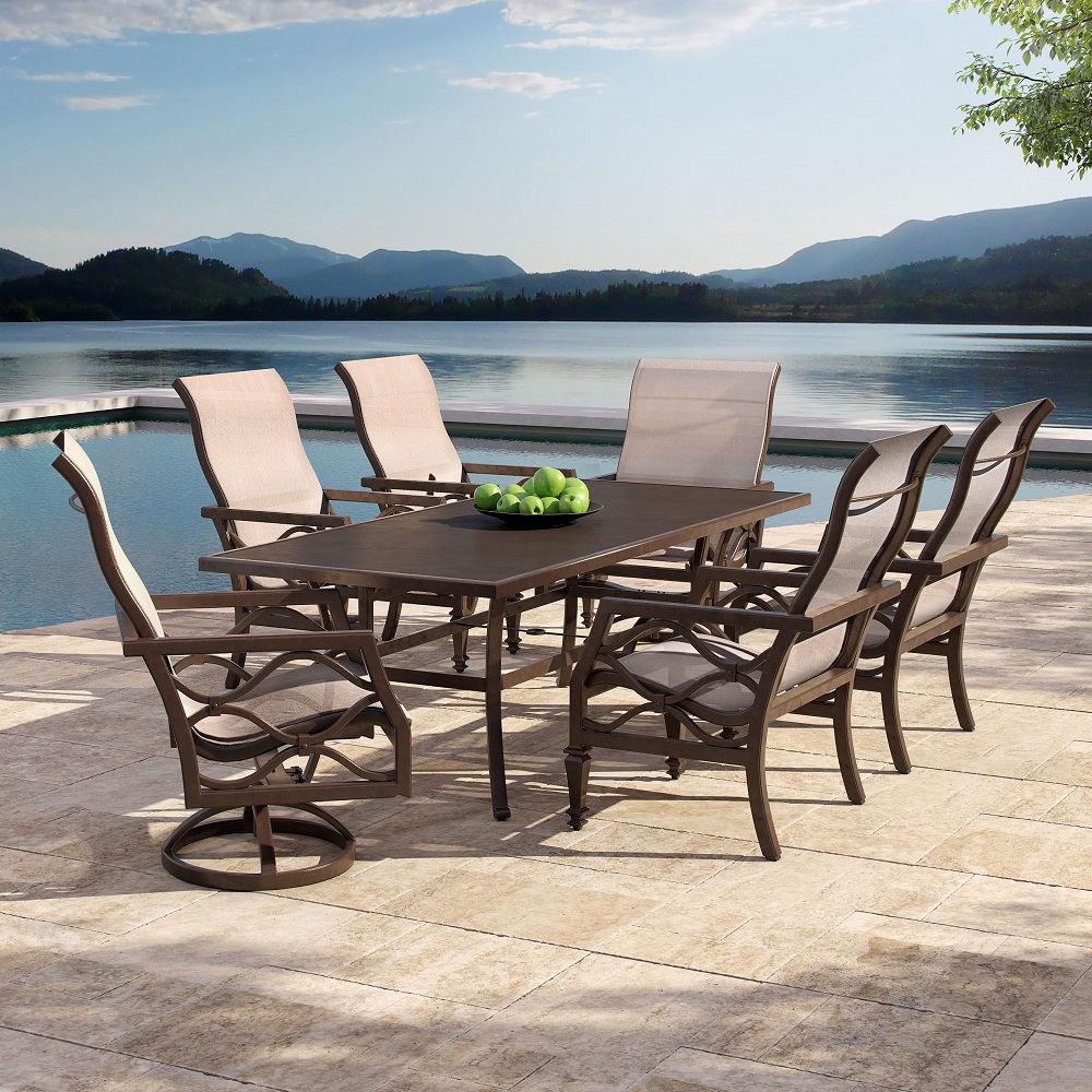 Castelle Villa Bianca Sling Outdoor Dining Set for 6 - CS-VILLABIANCA-SET5