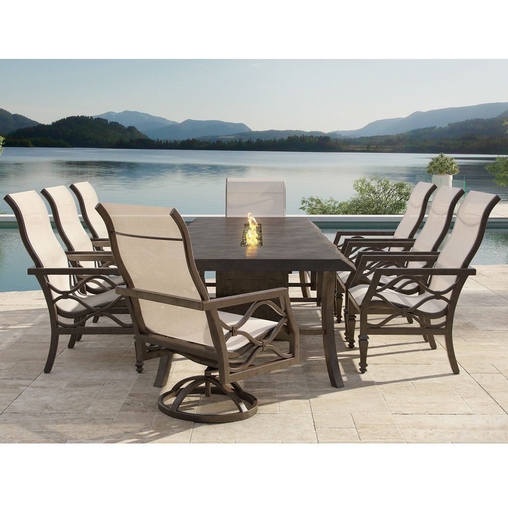 VILLABIANCA aluminum dining chair with sling seating