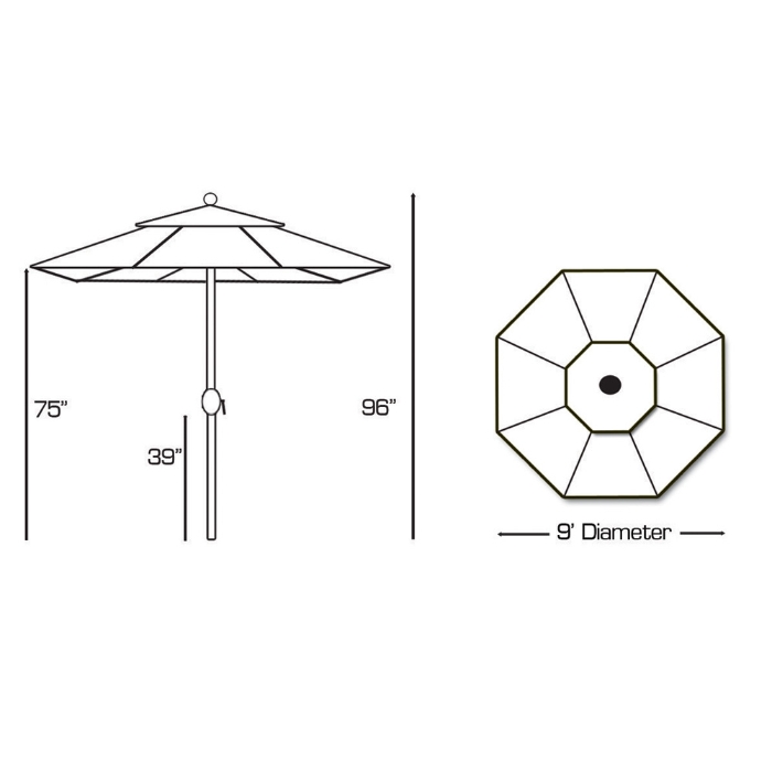 Aluminum 9' Octagon Umbrella with Deluxe Auto Tilt - 737
