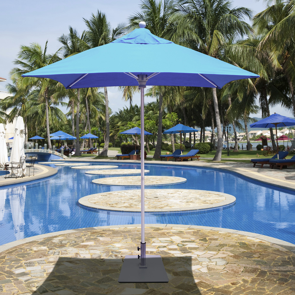 Galtech Aluminum 6 Foot X 6 Foot Square Commercial Umbrella with Manual Lift - 762