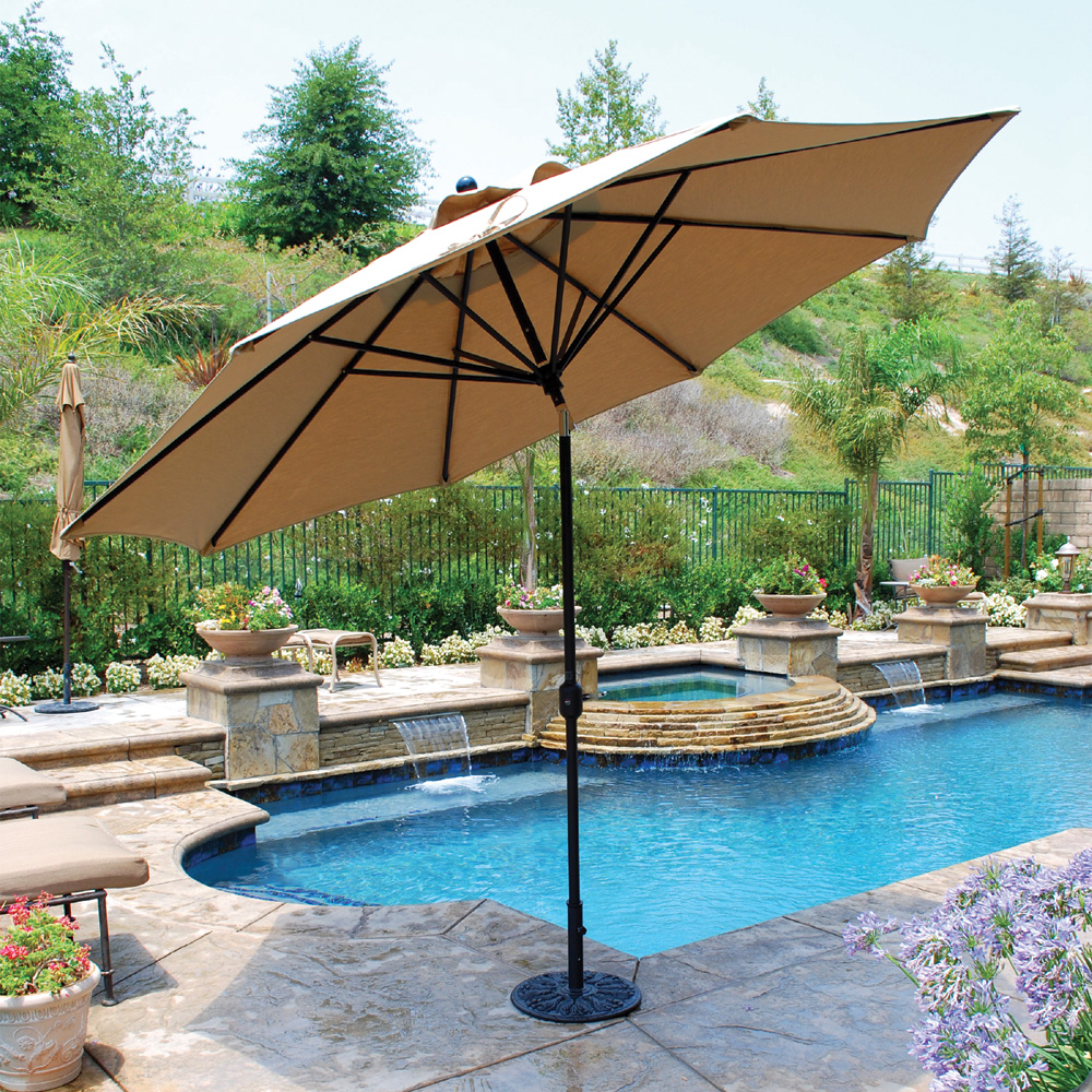 Galtech Aluminum 11 Foot Round Umbrella with Deluxe Auto Tilt - 789