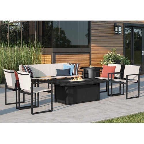 Homecrest Allure Modern Sling Patio Set with Breeze Fire Table - HC-ALLURE-SET4