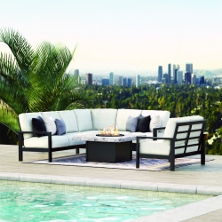 Homecrest Elements Cushion L-Sectional Patio Set with Loveseat and Slate Fire Table - HC-ELEMENTS-SET10