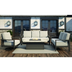 Homecrest Elements Cushion Modern Fire Pit Patio Set - HC-ELEMENTS-SET8