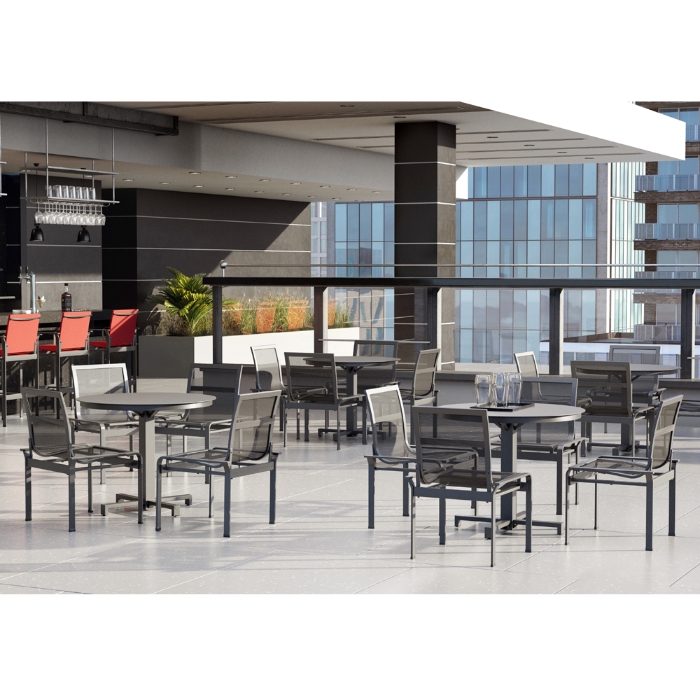 Elevate aluminum cafe chair with mesh seat