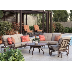 Homecrest Emory Cushion Sofa Glider Patio Set - HC-EMORY-SET1
