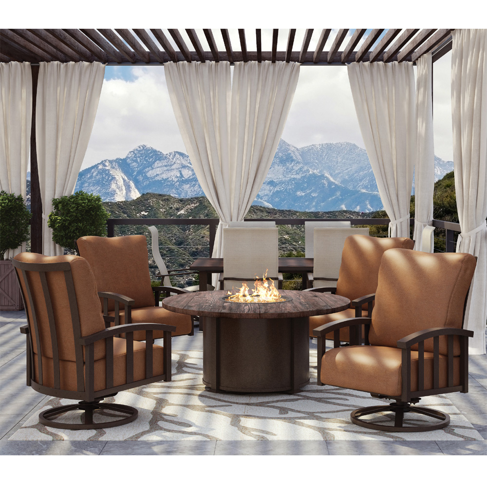 Homecrest Liberty Swivel Rocker with Hammered Metal Fire Table Set - HC-LIBERTY-SET1