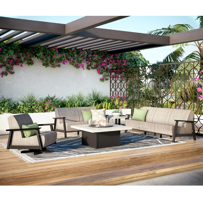 Reviveair aluminum swivel rocker with sling seating