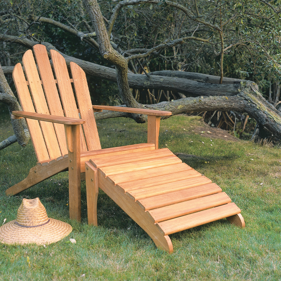 Kingsley Bate Teak Adirondack Chair and Ottoman Set - KB-ADIRONDACK-SET1