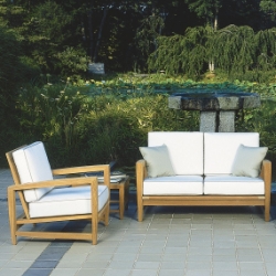 Kingsley Bate Almalfi Settee and Lounge Chair Deep Seating Teak Set - KB-AMALFI-SET11