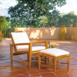 Kingsley Bate Almalfi Club Chair and Ottoman Teak Set with Cushions - KB-AMALFI-SET3