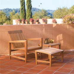 Kingsley Bate Almalfi Teak Club Chair and Ottoman with Side Table Set - KB-AMALFI-SET7