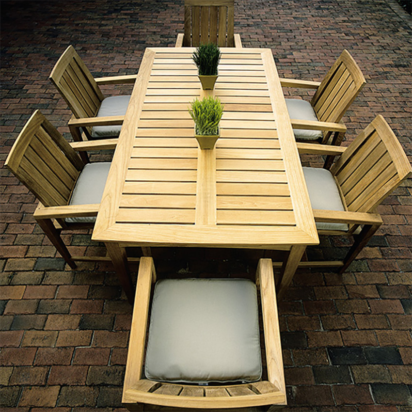 Almalfi Outdoor Teak Dining Set for 6 front