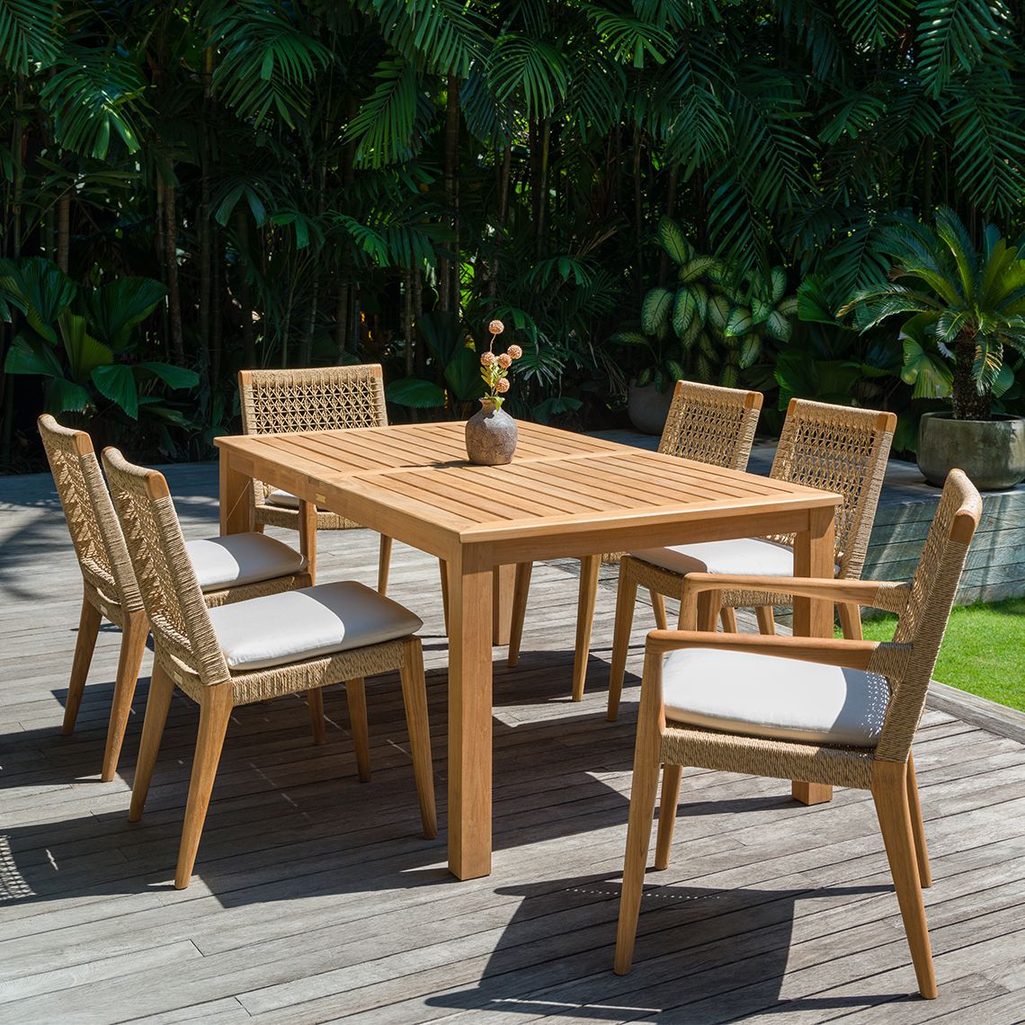 Kingsley Bate Barcelona Teak and Rope Dining Set for 6 - KB-BARCELONA-SET2