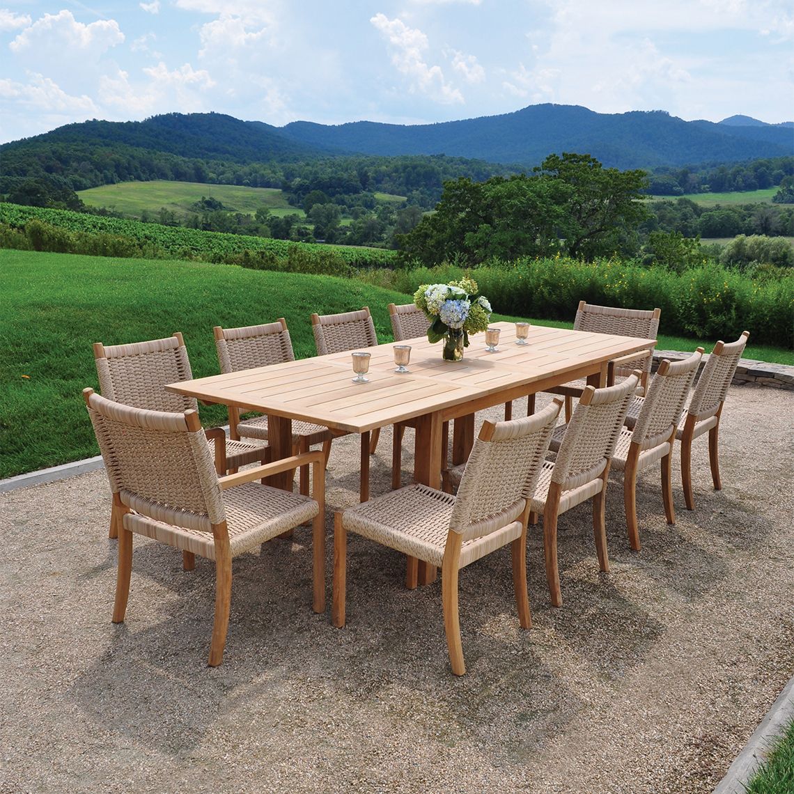 Hudson Teak Dining with Extension Table for 10