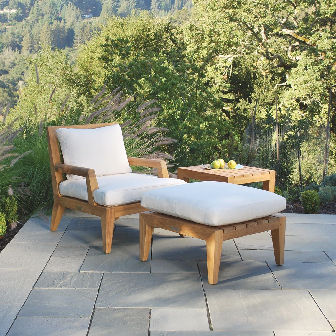 Mendocino Teak Lounge Chair and Ottoman