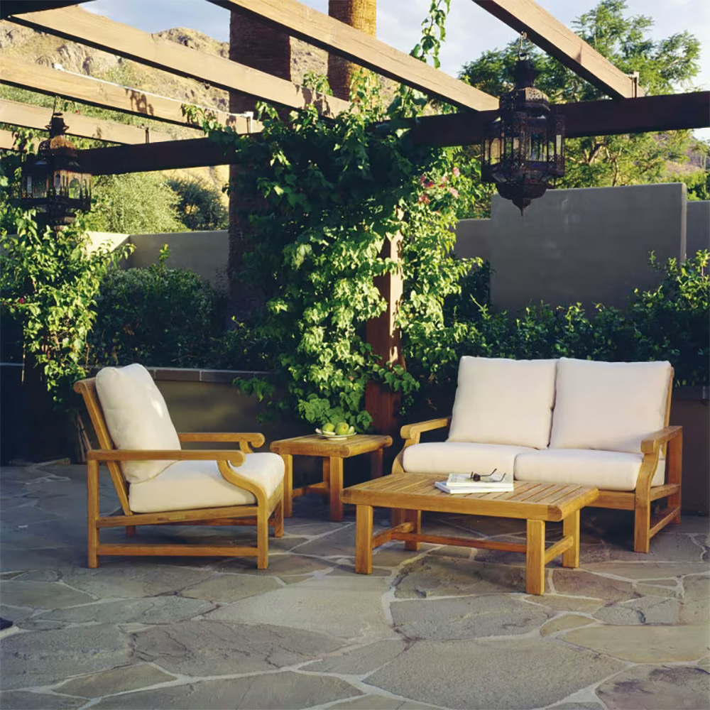 Kingsley Bate Nantucket Teak Settee and Lounge Chair Set - KB-NANTUCKET-SET1