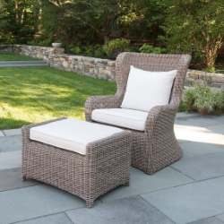 Kingsley Bate Sag Harbor High Back Wicker Lounge Chair and Ottoman Set - KB-SAGHARBOR-SET10