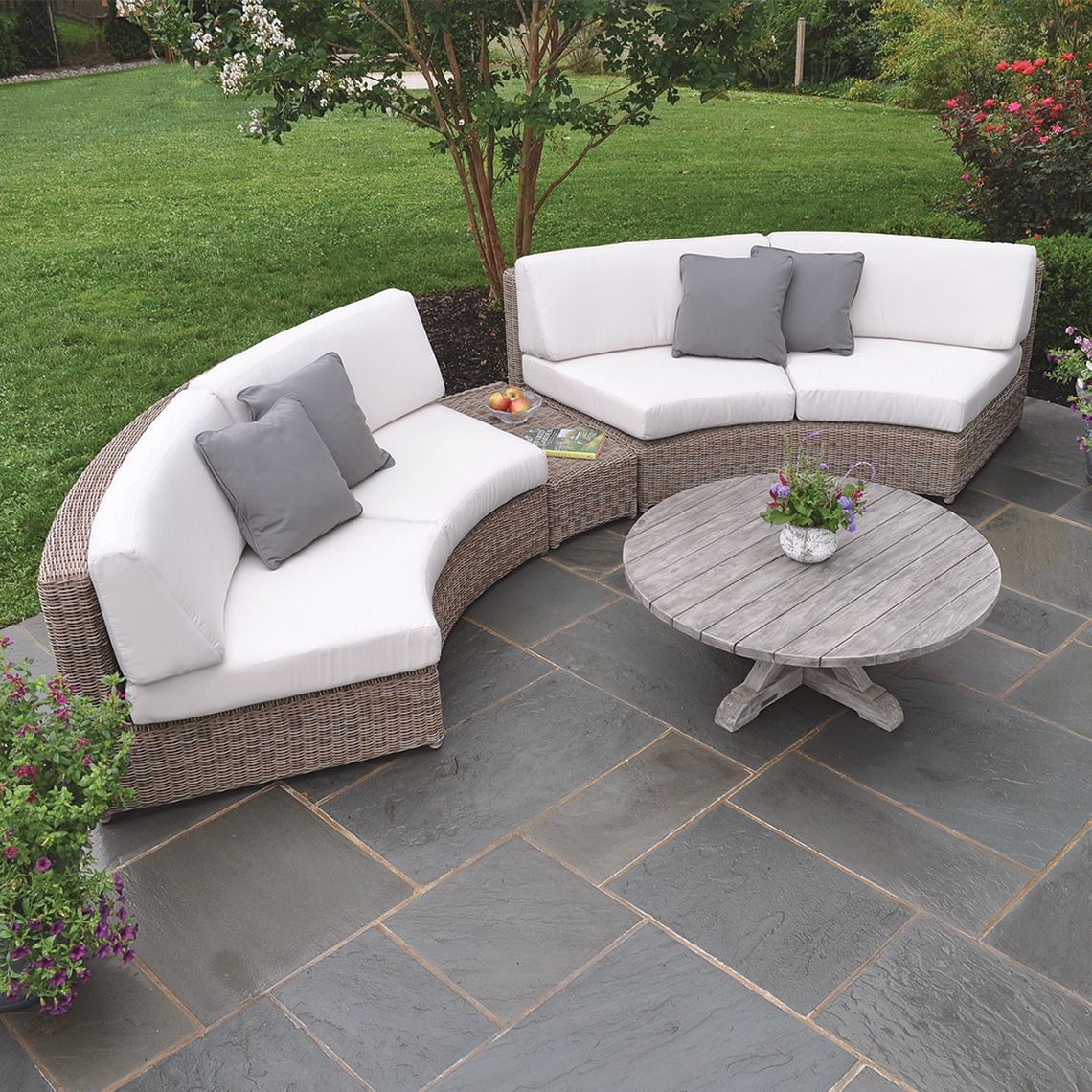 Sag Harbor Curved Wicker Sectional Set