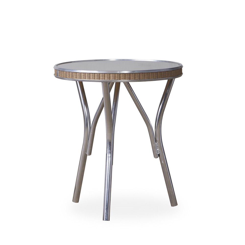 Lloyd Flanders All Seasons 18.75" Round End Table with Taupe Glass - 124043