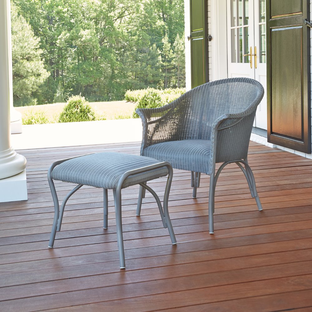 wicker ottoman chair set