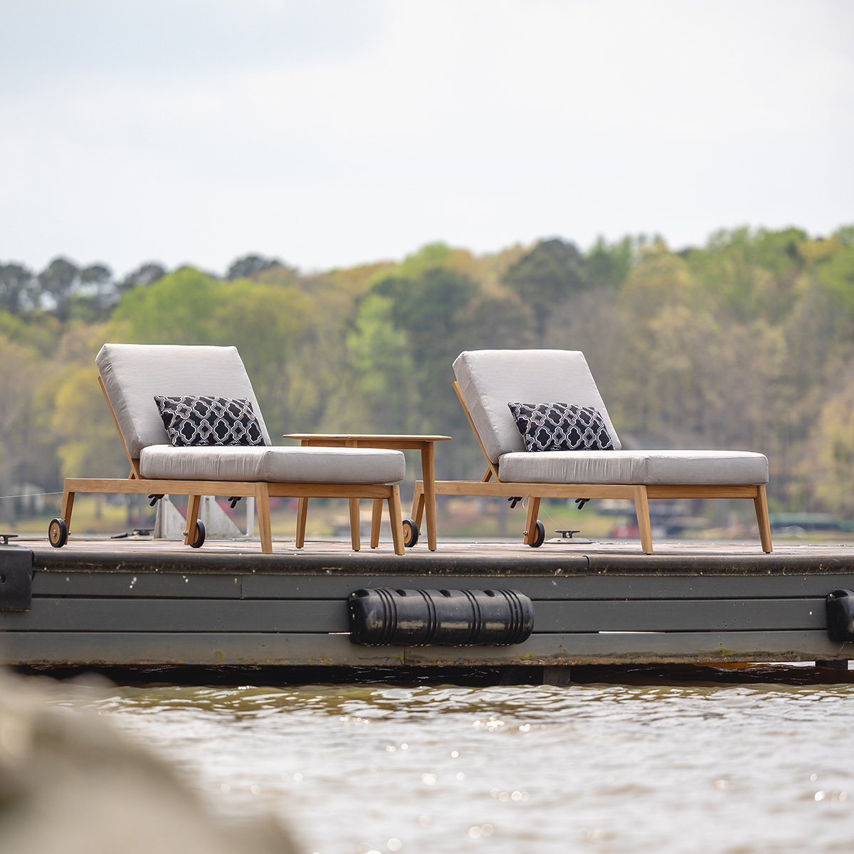 Lloyd Flanders Alpine Outdoor Teak Chaise Lounge Set - LF-ALPINE-SET5