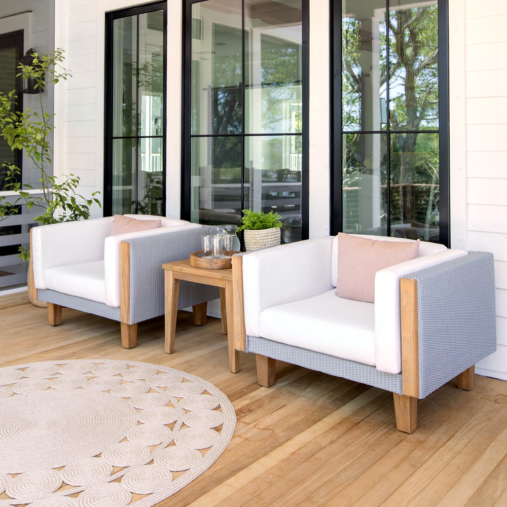 Lloyd Flanders Catalina Loom Wicker Lounge Chair Set with Teak Table - LF-CATALINA-SET10