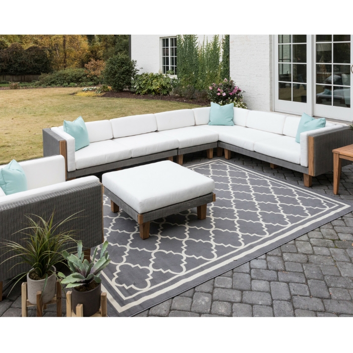 Catalina Wicker Sectional with Teak Accents - LF-CATALINA-SET6