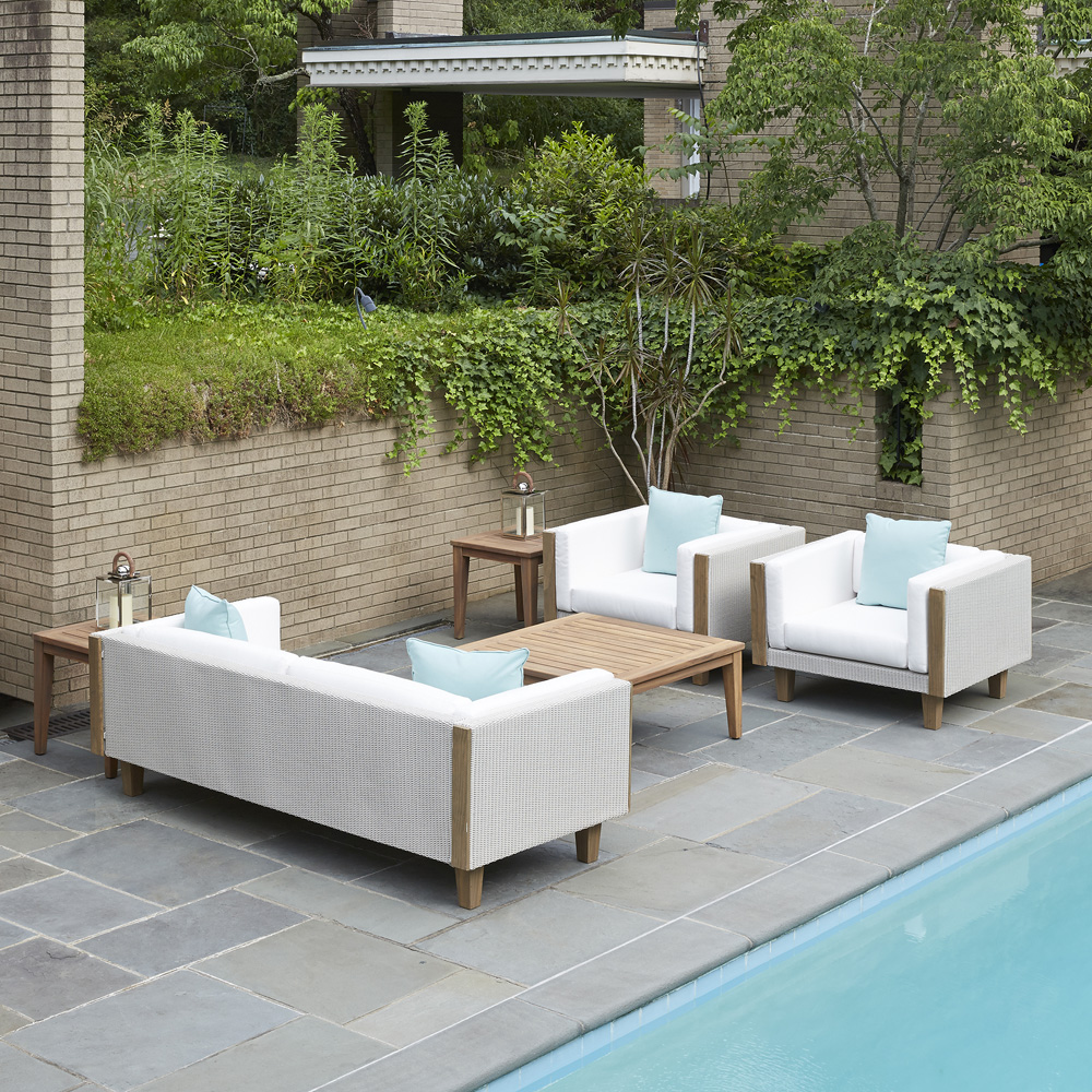 Lloyd Flanders Catalina Outdoor Wicker Sofa Patio Set with Teak Tables - LF-CATALINA-SET4