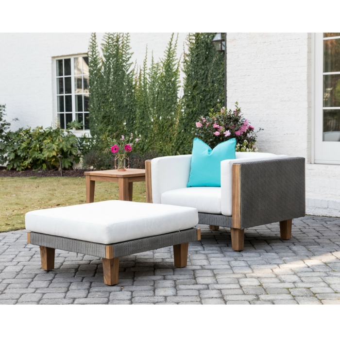 Catalina wicker lounge chair and ottoman set