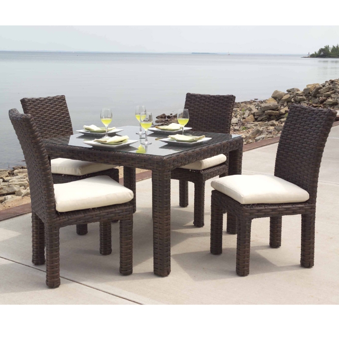 Contempo 42" Square Woven Vinyl Wicker Dining Table - 38042
