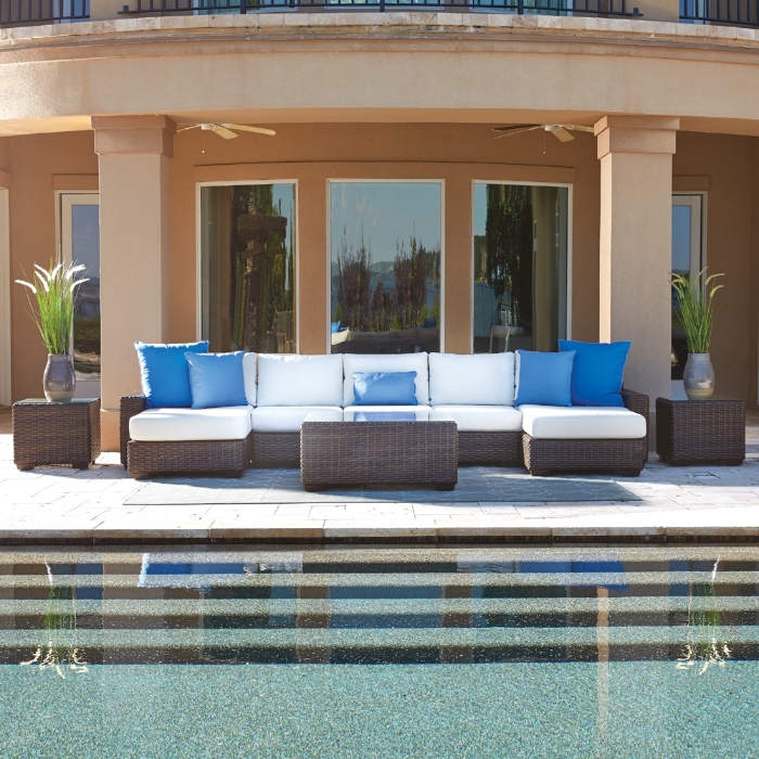 Contempo Right Arm Woven Vinyl Wicker Chaise - 38025