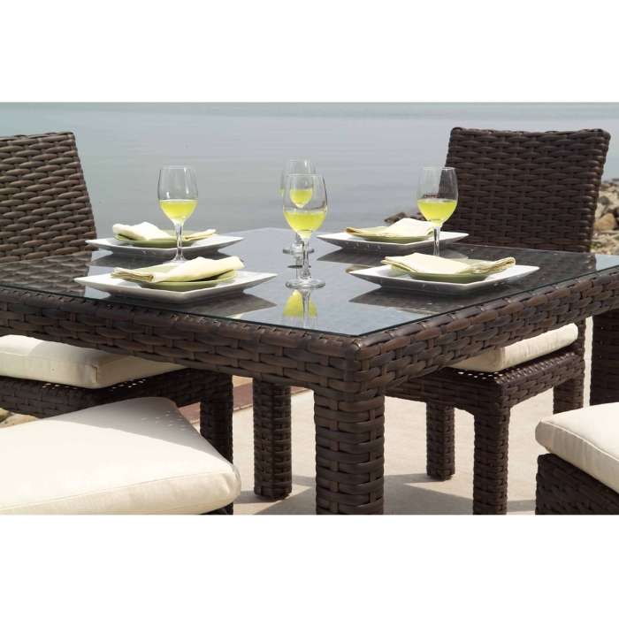 Contempo 42" Square Woven Vinyl Wicker Dining Table - 38042