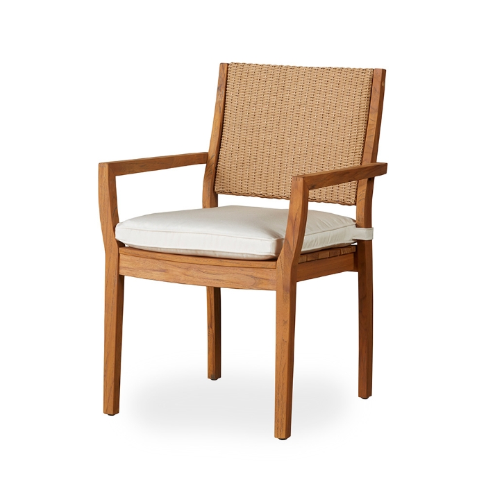 Teak Dining Arm Chair with Loom Wicker Back - 286201