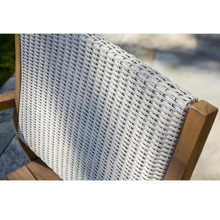 Teak Dining Arm Chair with Loom Wicker Back - 286201