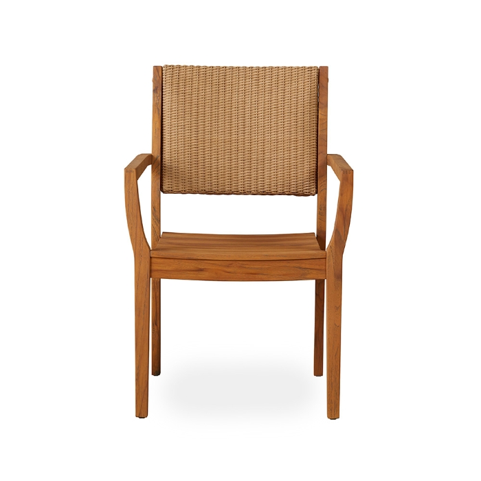 Teak Dining Arm Chair with Loom Wicker Back - 286201