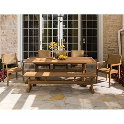 Lloyd Flanders Lloyd Flanders Teak Dining Set with Chairs and Bench - LF-DINING-SET3