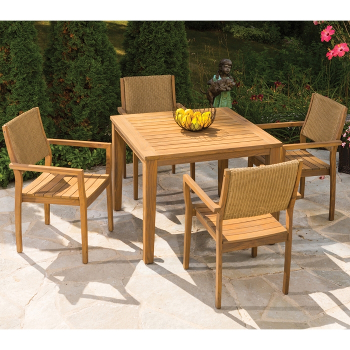 Teak Dining Arm Chair with Loom Wicker Back - 286201