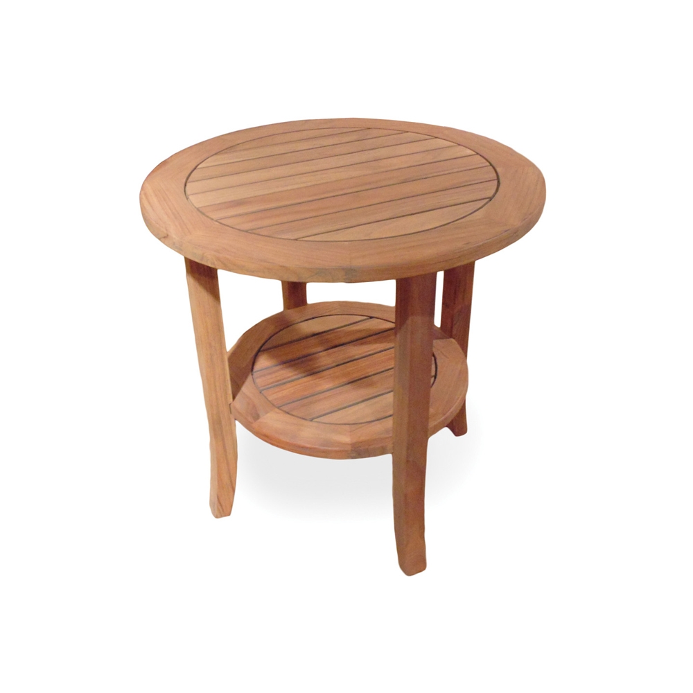 Lloyd Flanders 24 inch Round Teak Tapered Leg End Table - 286424