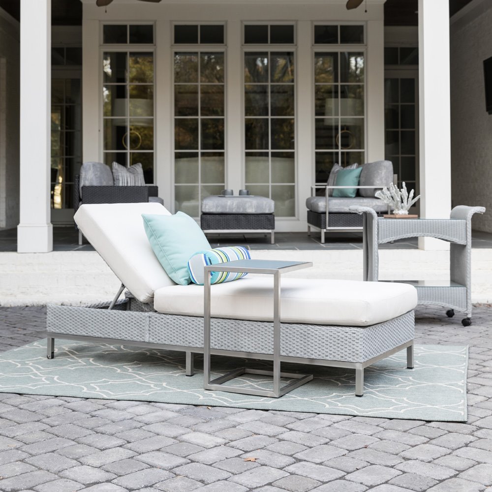 Lloyd Flanders Elements Wicker Outdoor Chaise and Side Table Set - LF-ELEMENTS-SET12