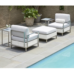 Lloyd Flanders Elements Modern Outdoor Wicker Lounge Chair and Ottoman Set - LF-ELEMENTS-SET17