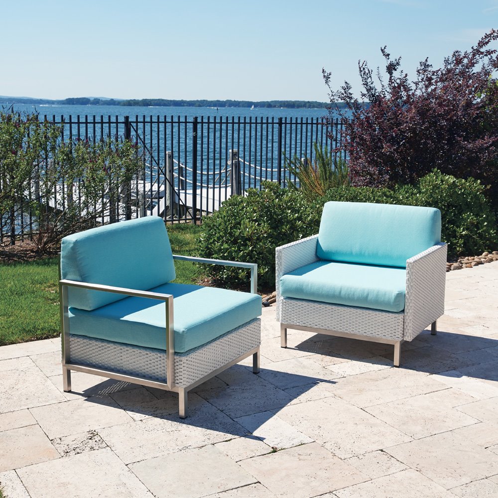 Elements Wicker Lounge Chair with Stainless Steel Arm and Back - 203302