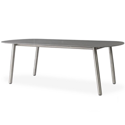 Lloyd Flanders Elevation 84" Oval Umbrella Dining Table with Light Gray Corian Top - 306084