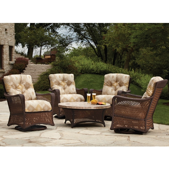 Grand Traverse Woven Vinyl Swivel Glider Lounger Chair - 71391