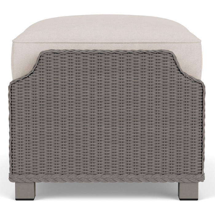 Lloyd Flanders Hamptons Wicker Ottoman Side View