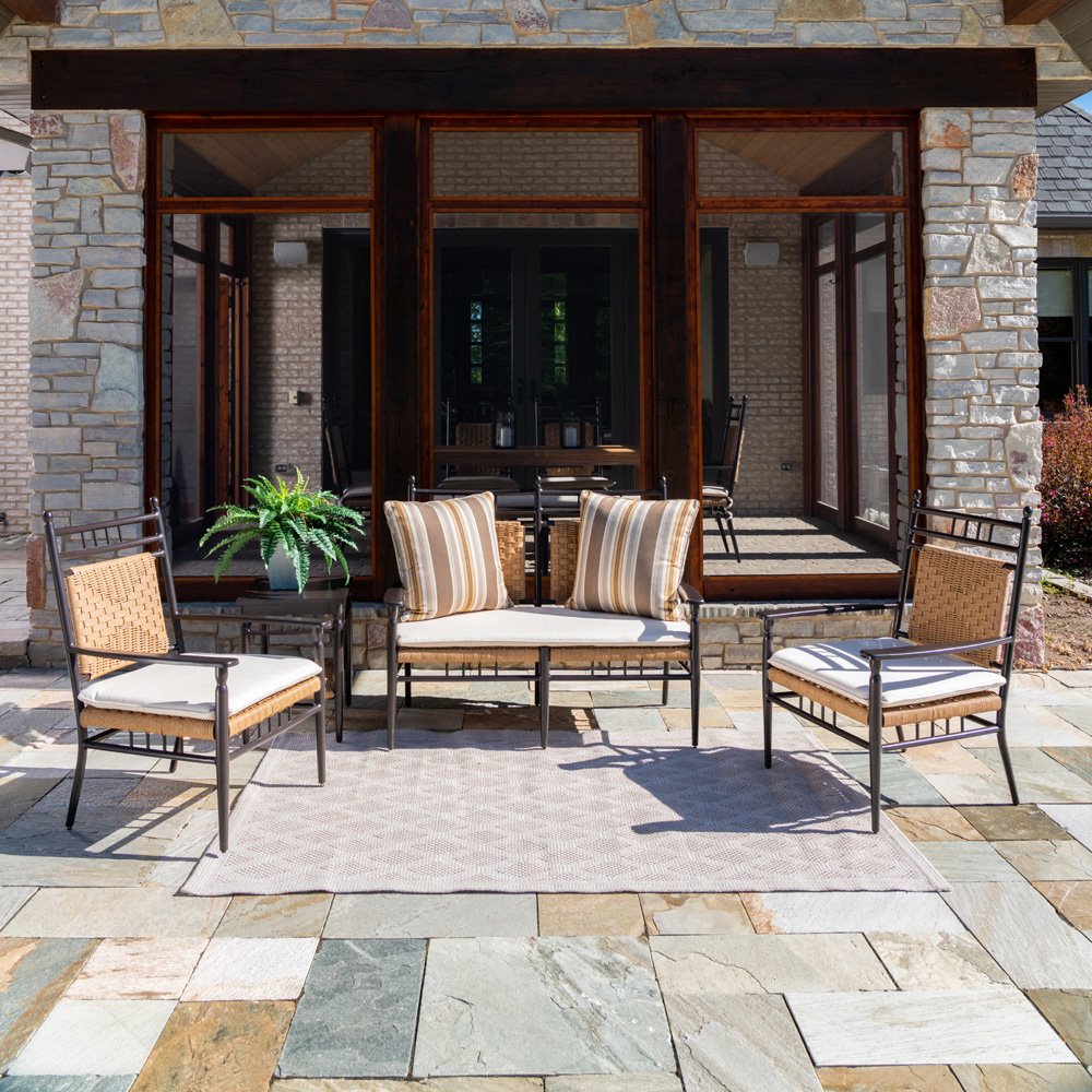 Lloyd Flanders Low Country Settee and Lounge Chair Set with Cushions - LF-LOWCOUNTRY-SET14